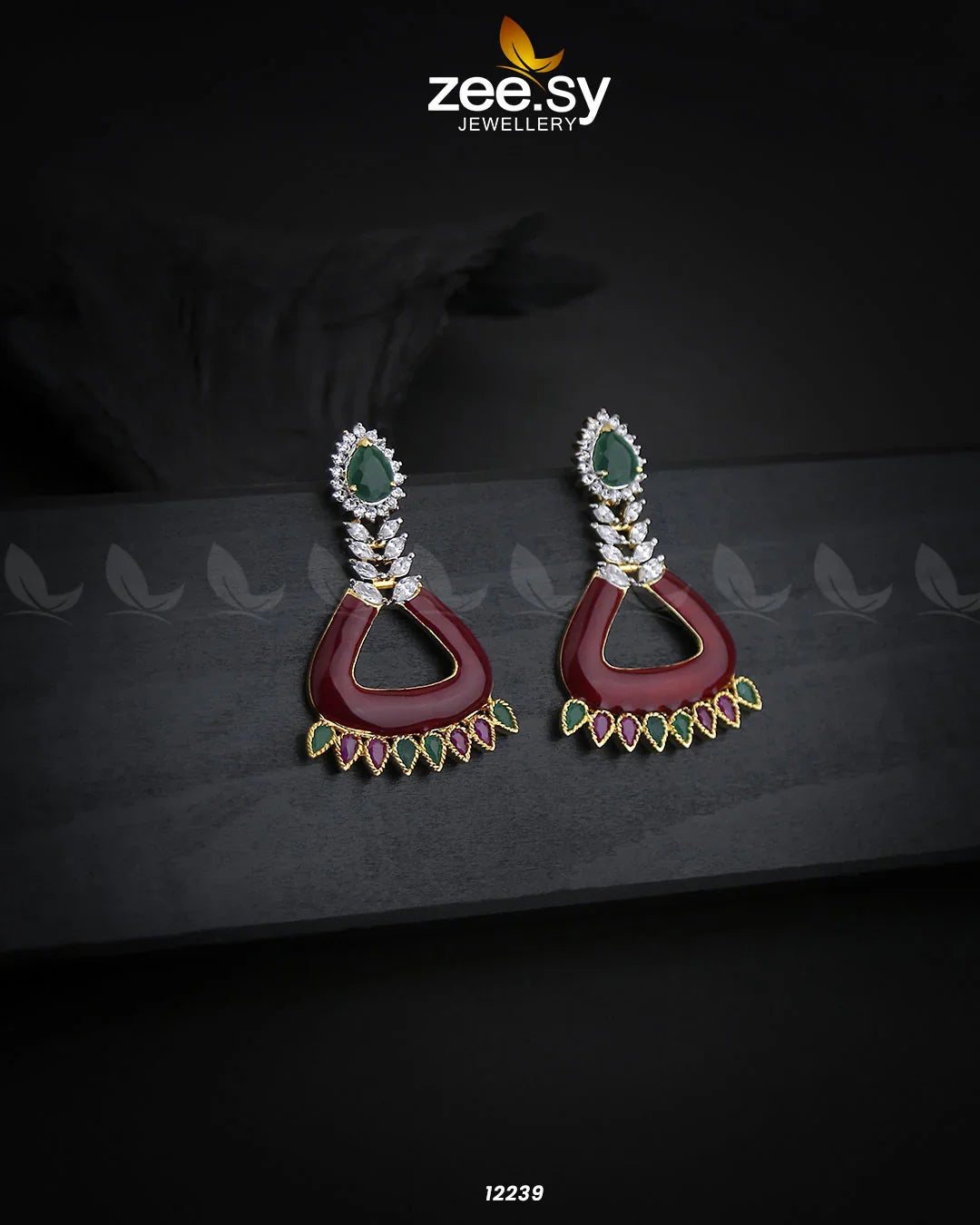Earrings-0586 Red & Green - Zeesy Jewellery