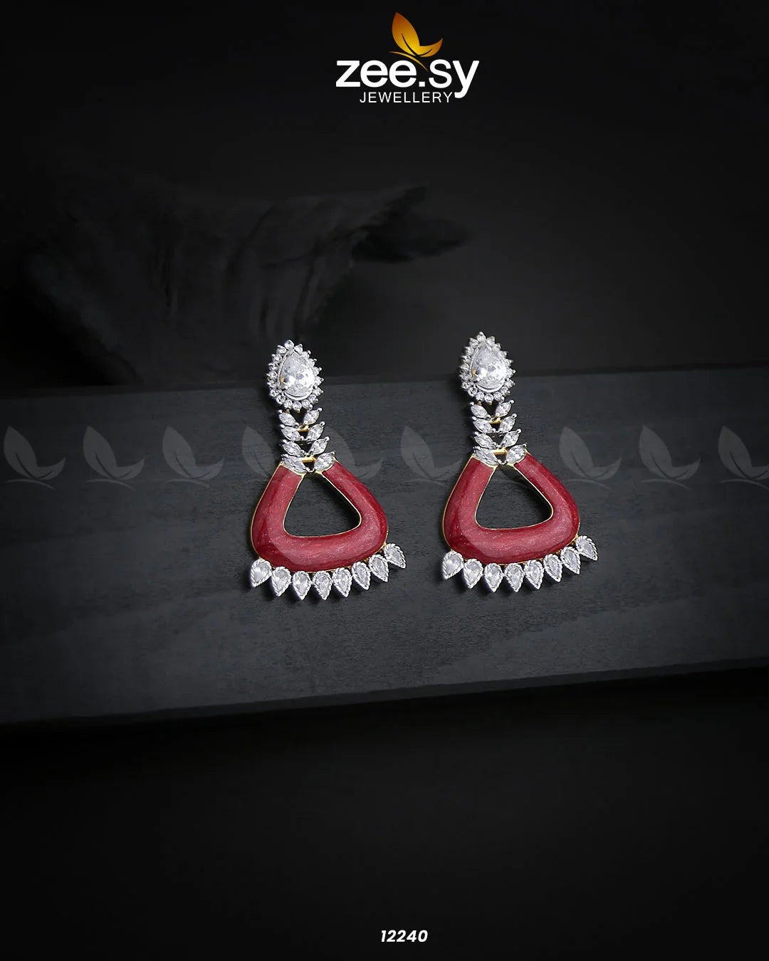 Earrings-0586 Red & White - Zeesy Jewellery