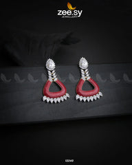 Earrings-0586 Red & White - Zeesy Jewellery
