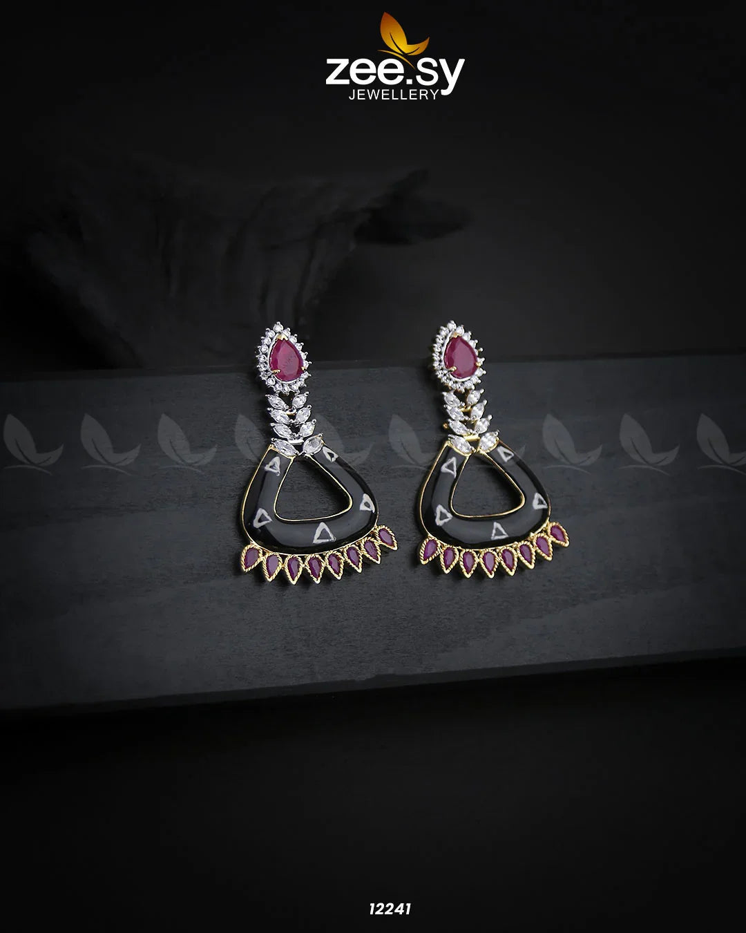 Earrings-0586 Black & Red - Zeesy Jewellery
