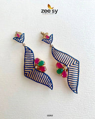 EARRINGS-0595 Blue - Zeesy Jewellery