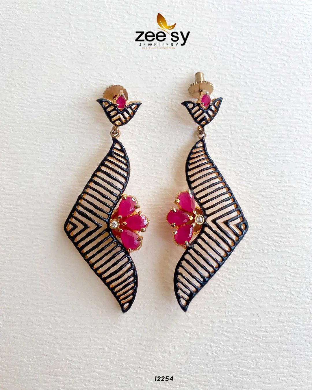 EARRINGS-0595 Black - Zeesy Jewellery