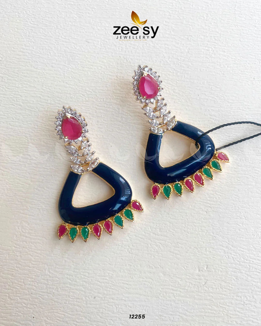 Earrings-0586 Blue & Red - Zeesy Jewellery