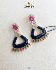 Earrings-0586 Blue & Red - Zeesy Jewellery
