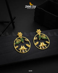 Nouveau Earrings Green - Zeesy Jewellery