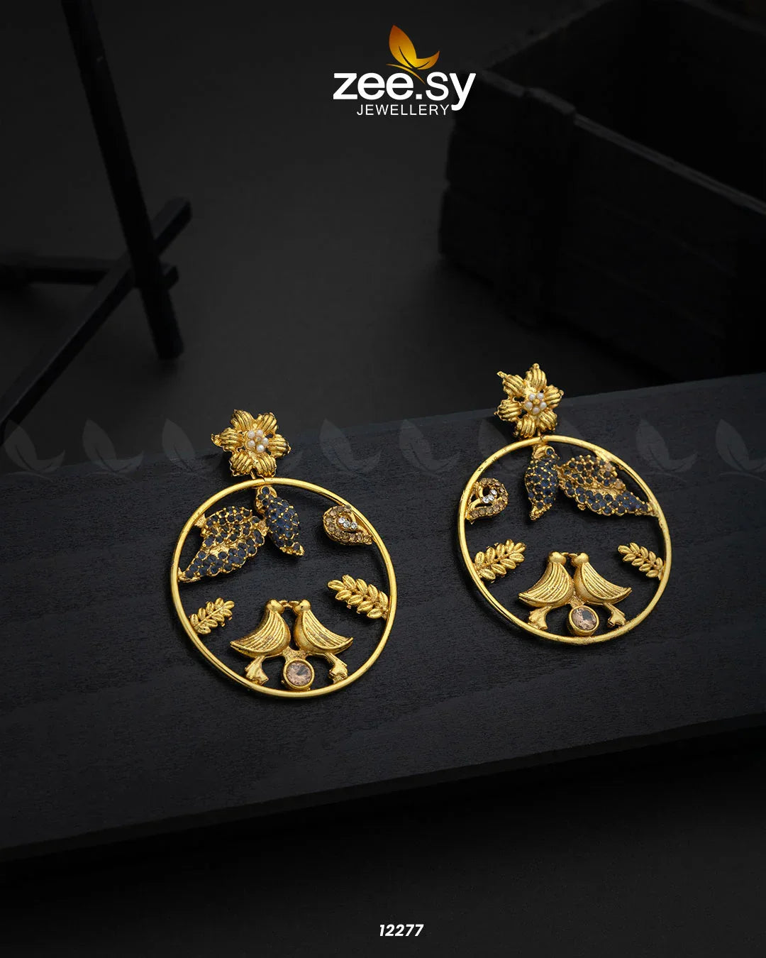Nouveau Earrings Blue - Zeesy Jewellery