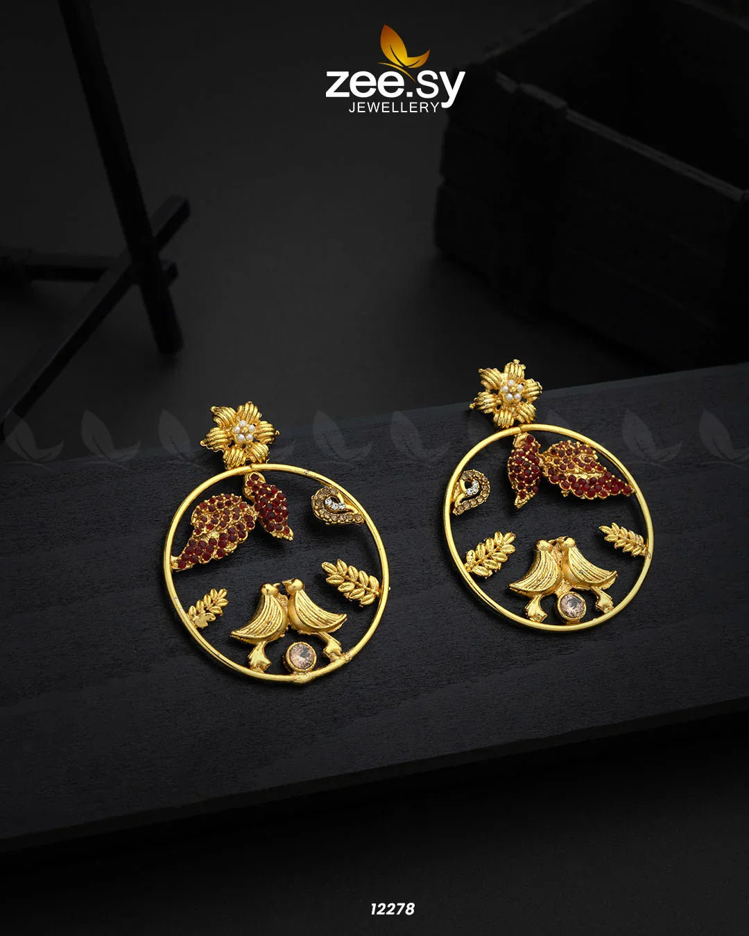 Nouveau Earrings Red - Zeesy Jewellery