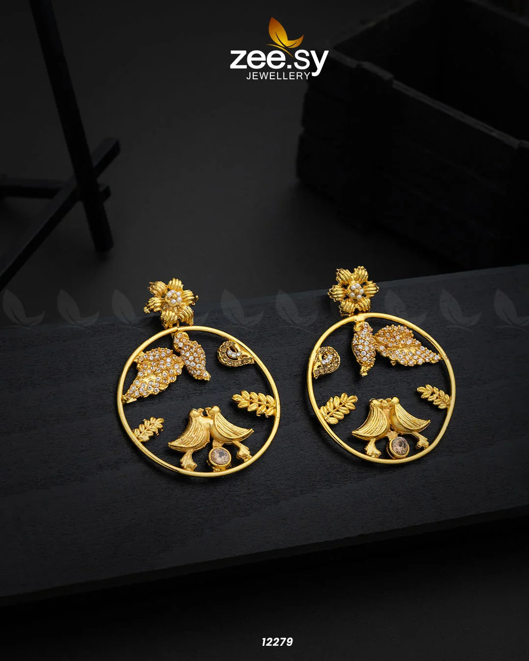 Nouveau Earrings Champagne - Zeesy Jewellery