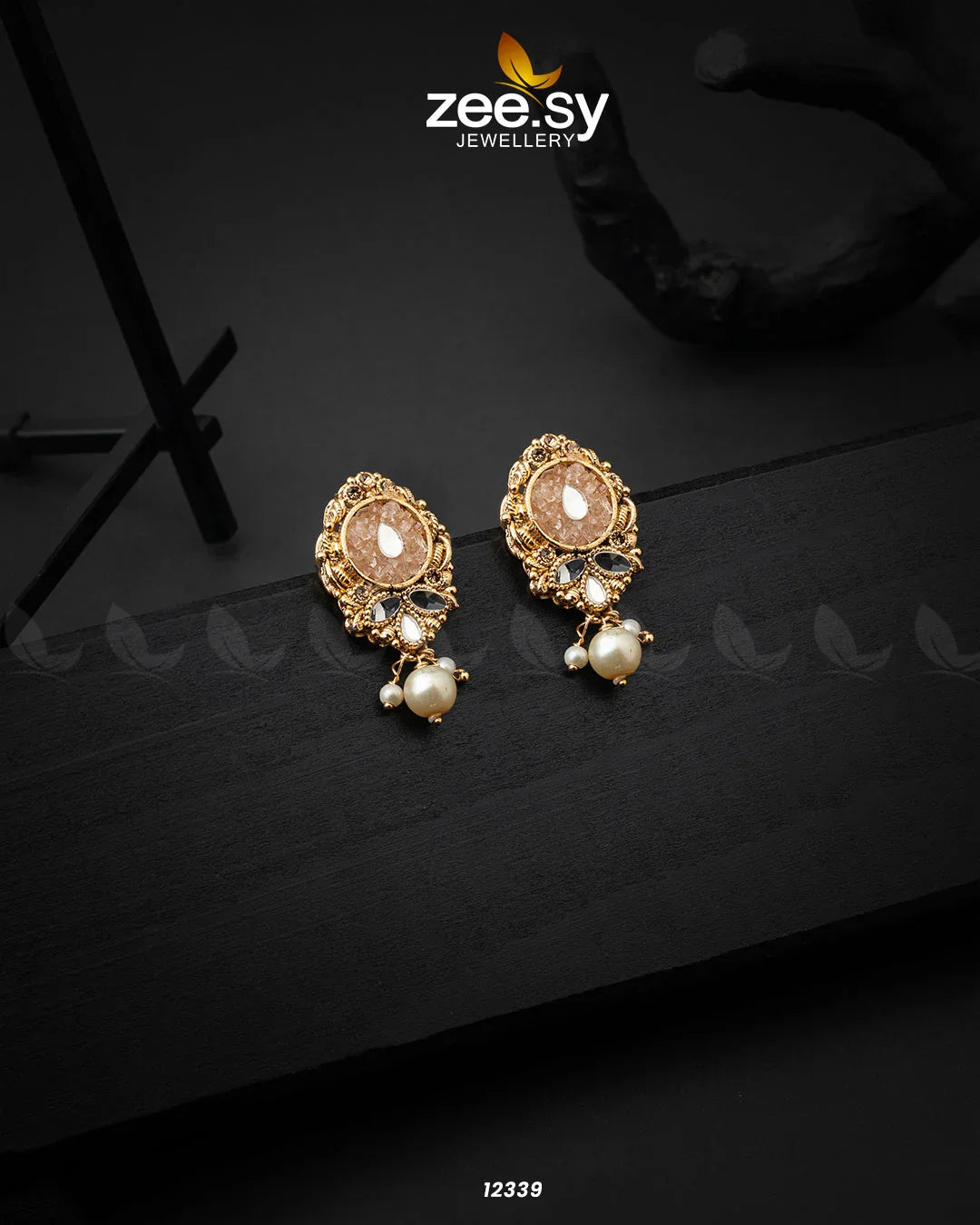 Quartz Earrings Champagne - Zeesy Jewellery
