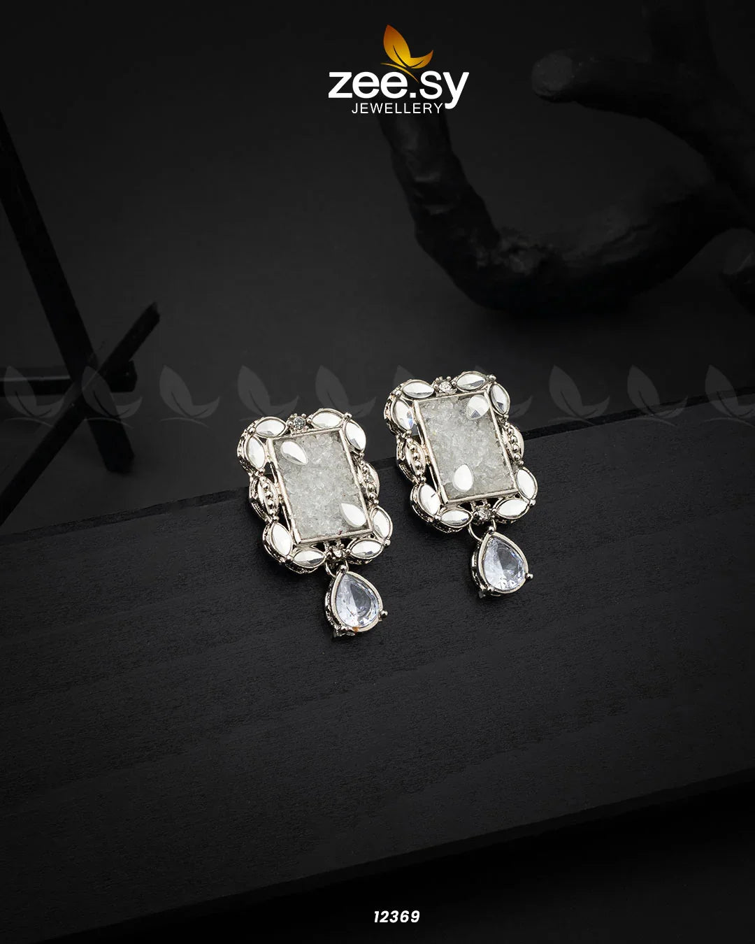 Agate Studs Earrings White - Zeesy Jewellery