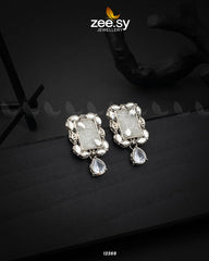 Agate Studs Earrings White - Zeesy Jewellery