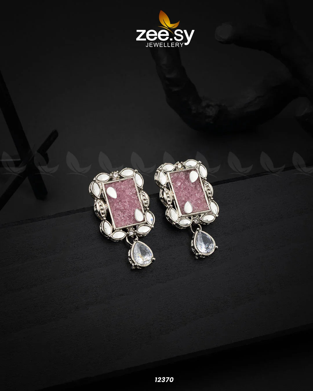 Agate Studs Earrings Pink - Zeesy Jewellery