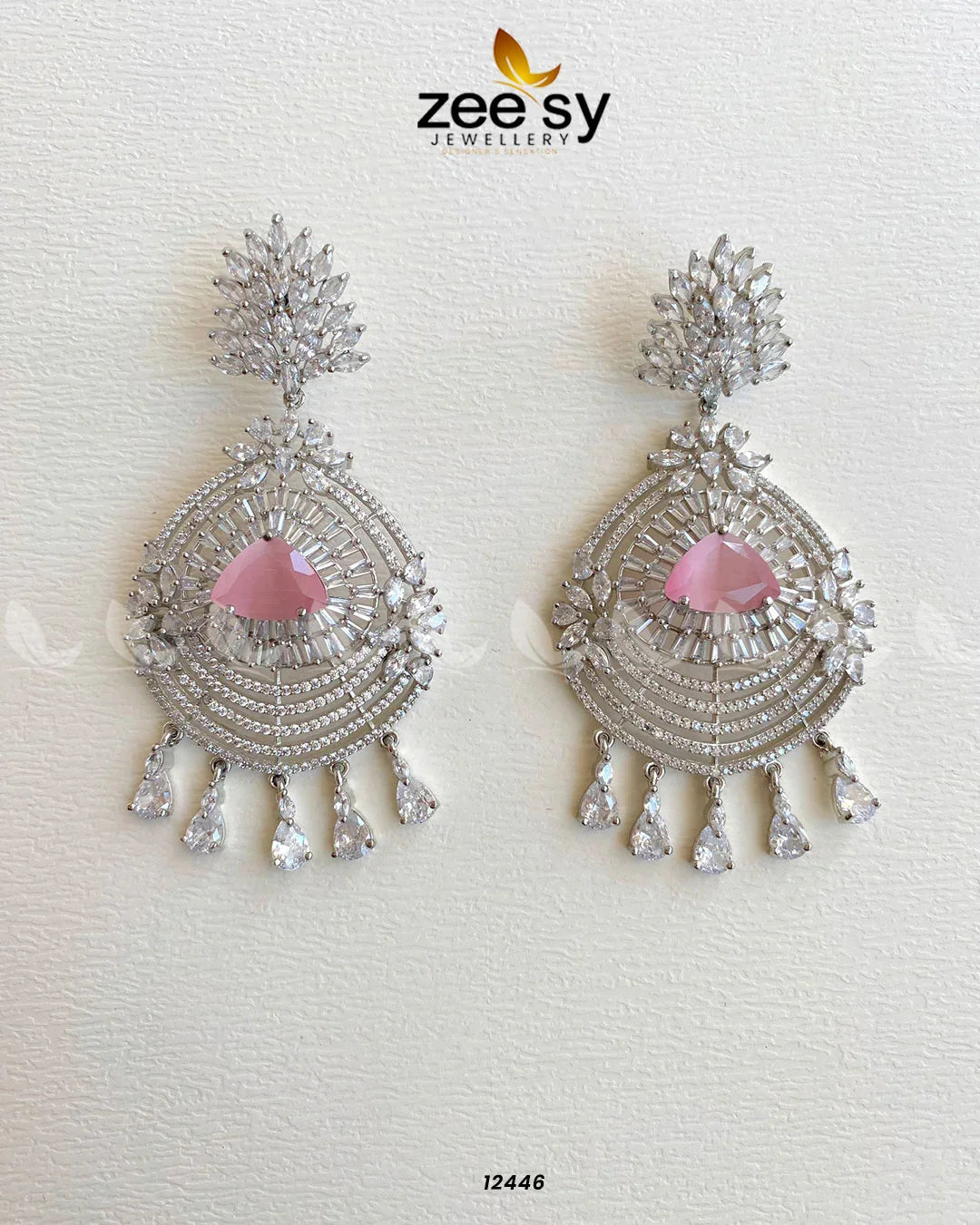 EARRINGS-0559 Silver Pink - Zeesy Jewellery