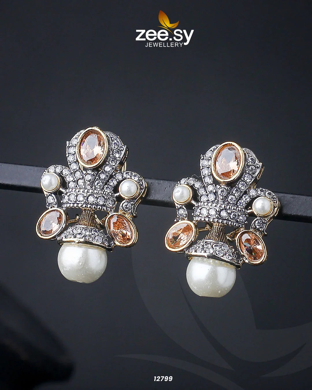 Pearl Drop Tops Golden Champagne - Zeesy Jewellery