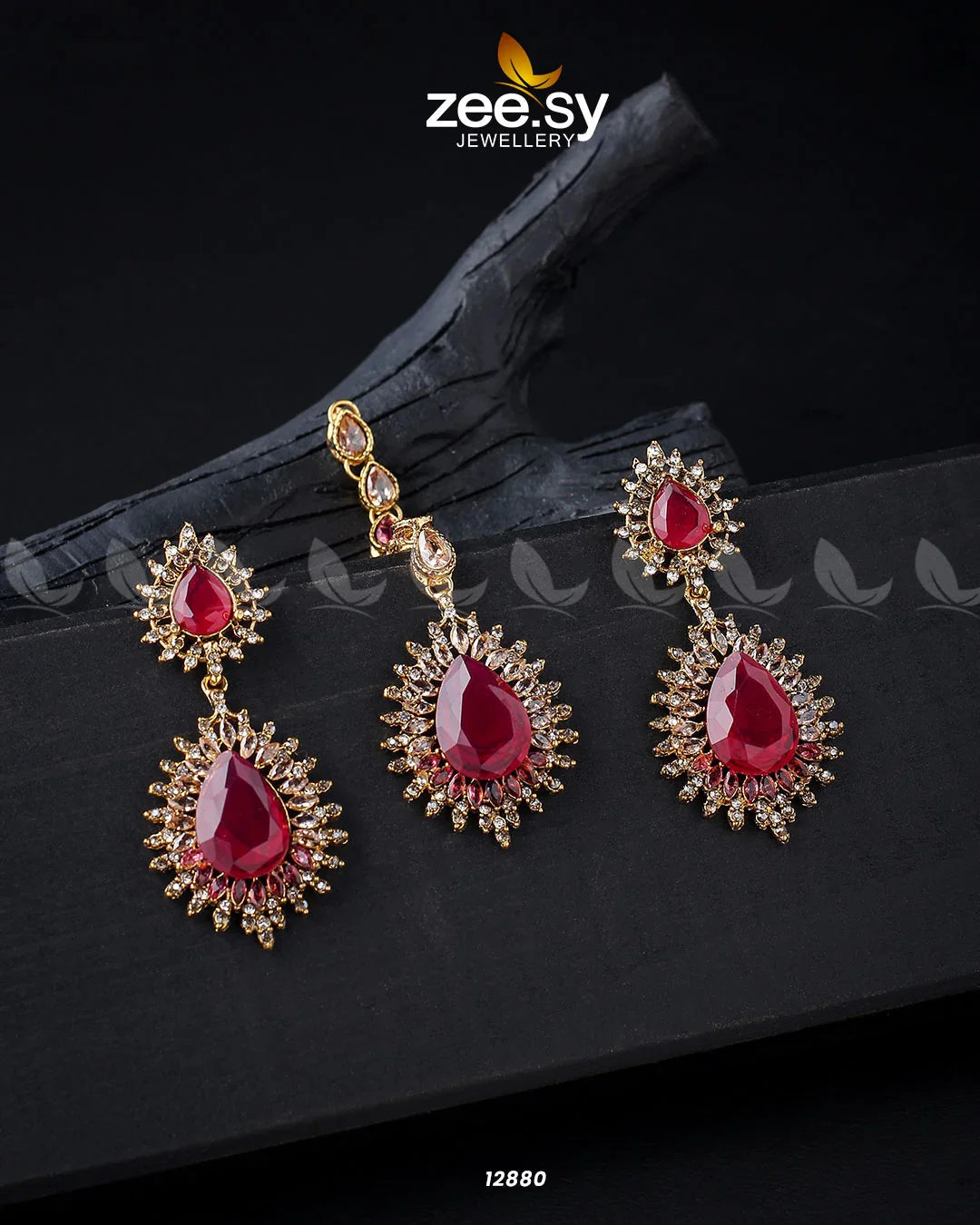Lupine Earrings Golden Rubi - Zeesy Jewellery