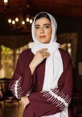 Hijabi.Pk Maroon Abaya Handwork on Sleeves | Serene Threads