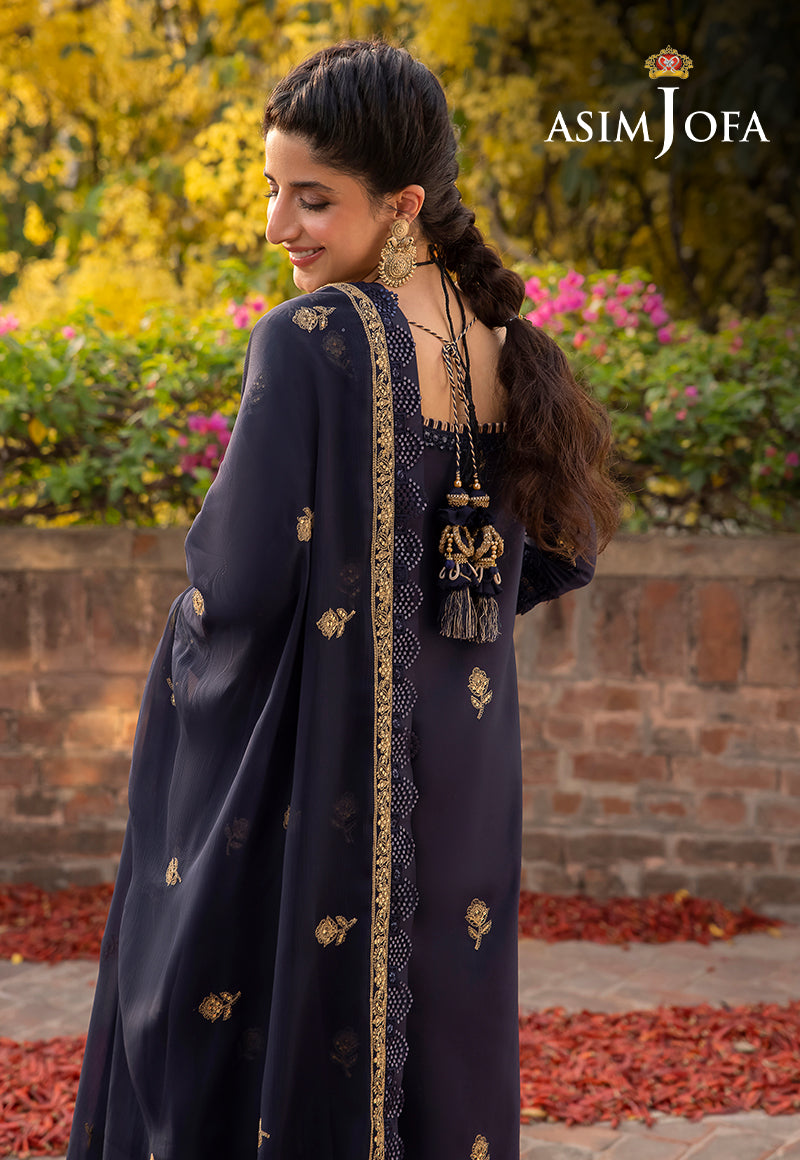 Asim Jofa Shadow Work '23 Ajsw-15 Embroidered Lawn Silk 3 Pcs