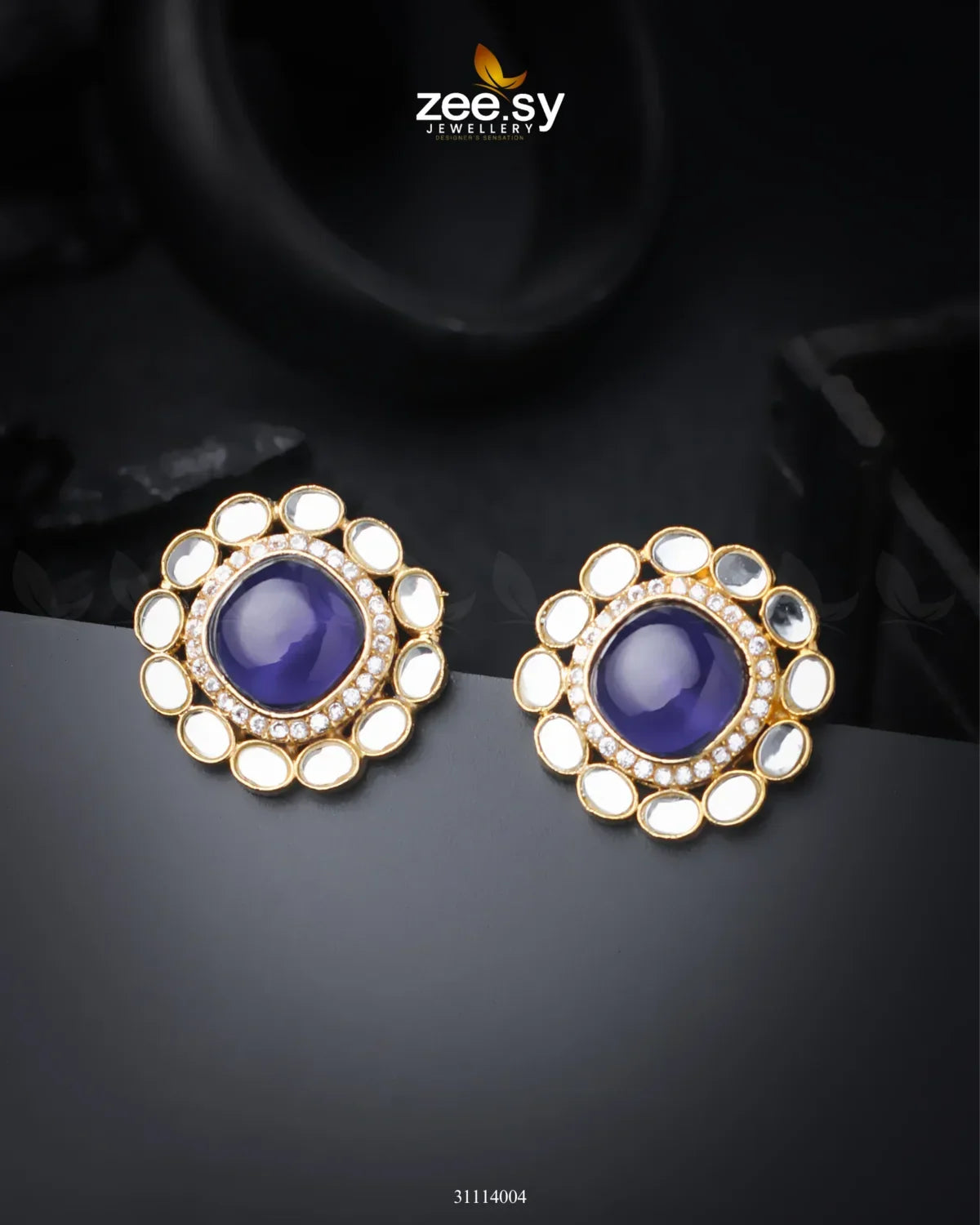 Zewar Earrings Blue - Zeesy Jewellery