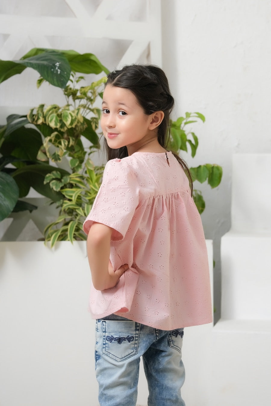 Sprinkles Stitched 1 Piece Summer Shirts Kids Collection'2025-Pink Peplum Top