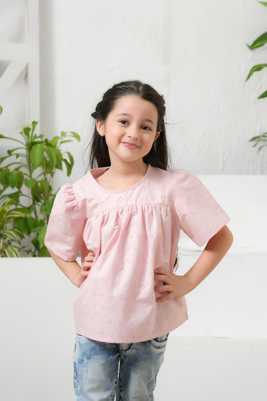 Sprinkles Stitched 1 Piece Summer Shirts Kids Collection'2025-Pink Peplum Top