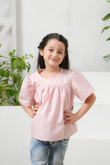 Sprinkles Stitched 1 Piece Summer Shirts Kids Collection'2025-Pink Peplum Top