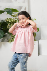 Sprinkles Stitched 1 Piece Summer Shirts Kids Collection'2025-Pink Peplum Top