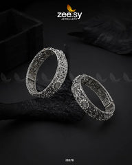 Hyderabadi kara Bangles Silver Pearl - Zeesy Jewellery