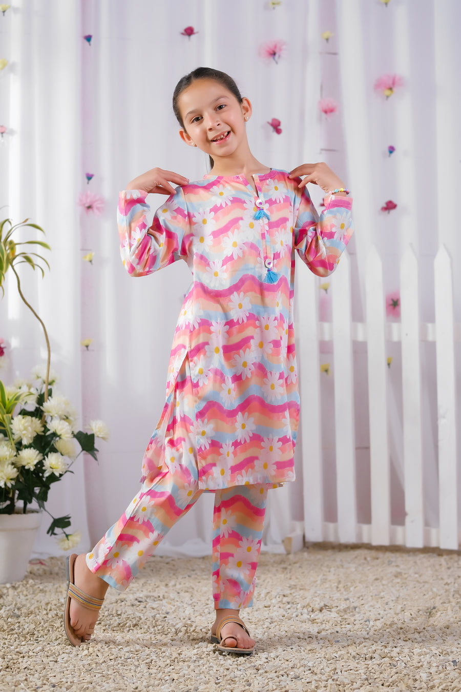 Sprinkles Stitched 2 Piece Summer Luxury Lawn Kids Collection'2025-Floral Splash -  2 Pcs Set - Luxury Lawn