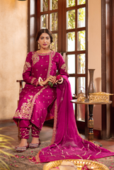 Omal By Komal Stitched 3 Piece Formals Suit-Mehnaaz - 3Pc
