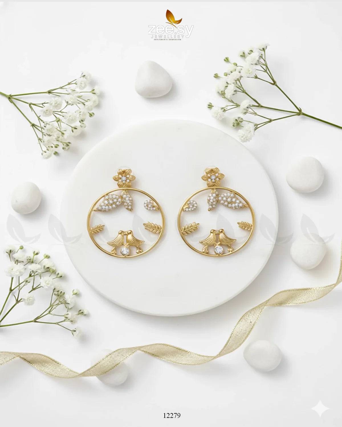 Nouveau Earrings White - Zeesy Jewellery