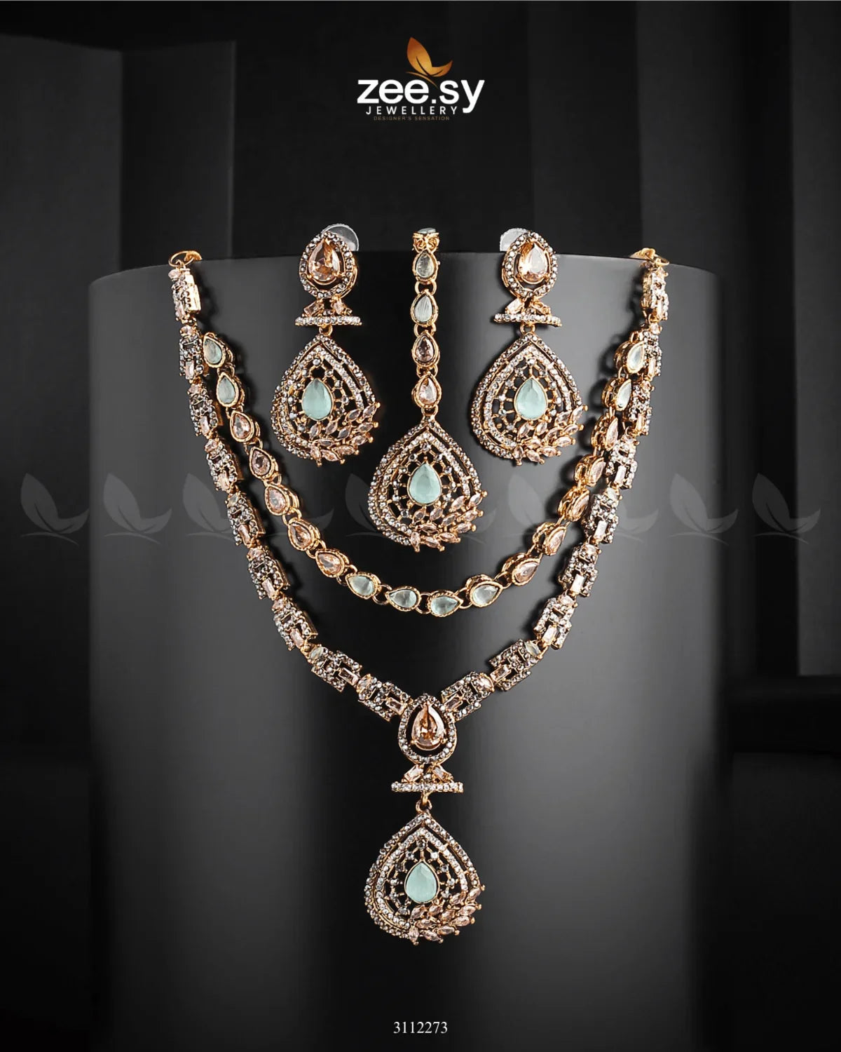 Zinnia Necklace Sets Mint Green - Zeesy Jewellery