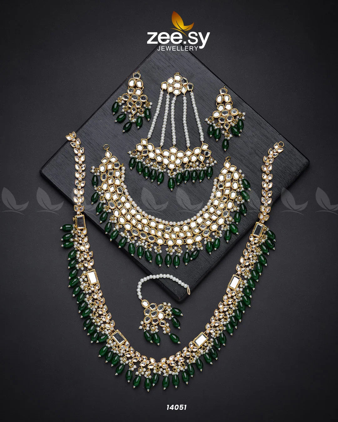 Enigmatic Bridal Set Green - Zeesy Jewellery