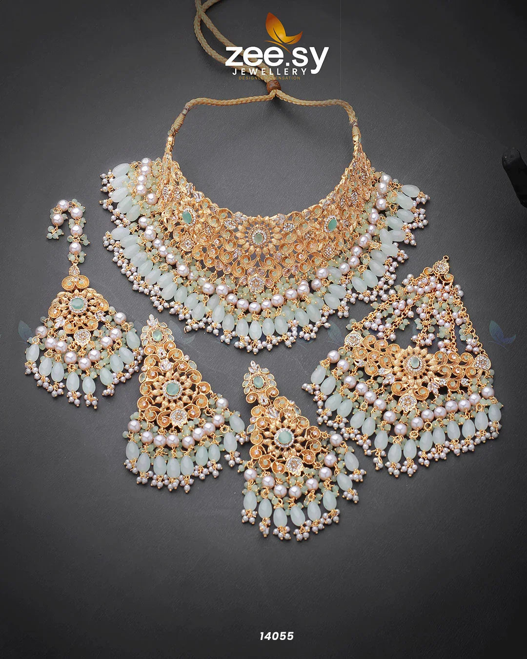 Luminescent Bridal set Mint green - Zeesy Jewellery