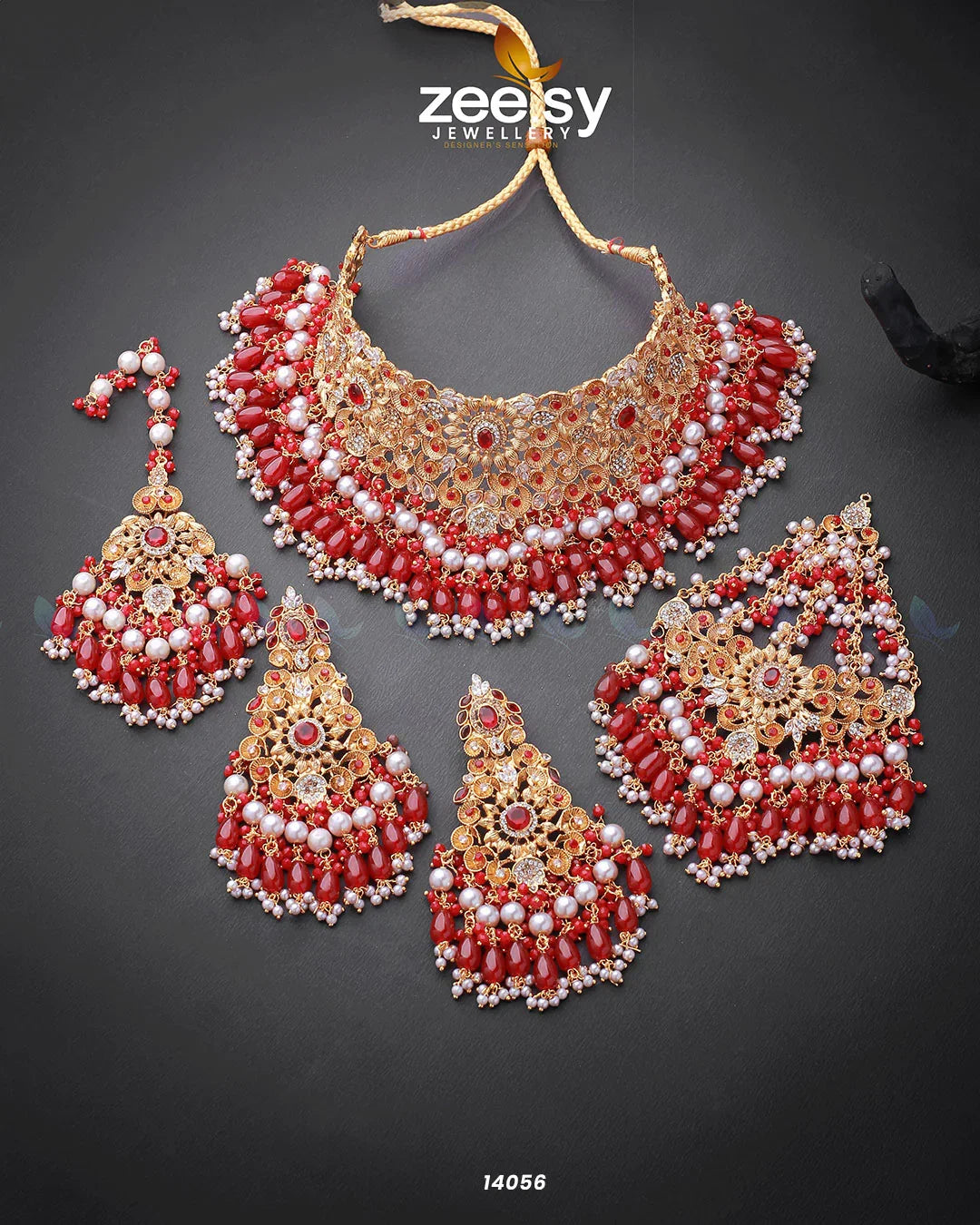 Luminescent Bridal set Red - Zeesy Jewellery