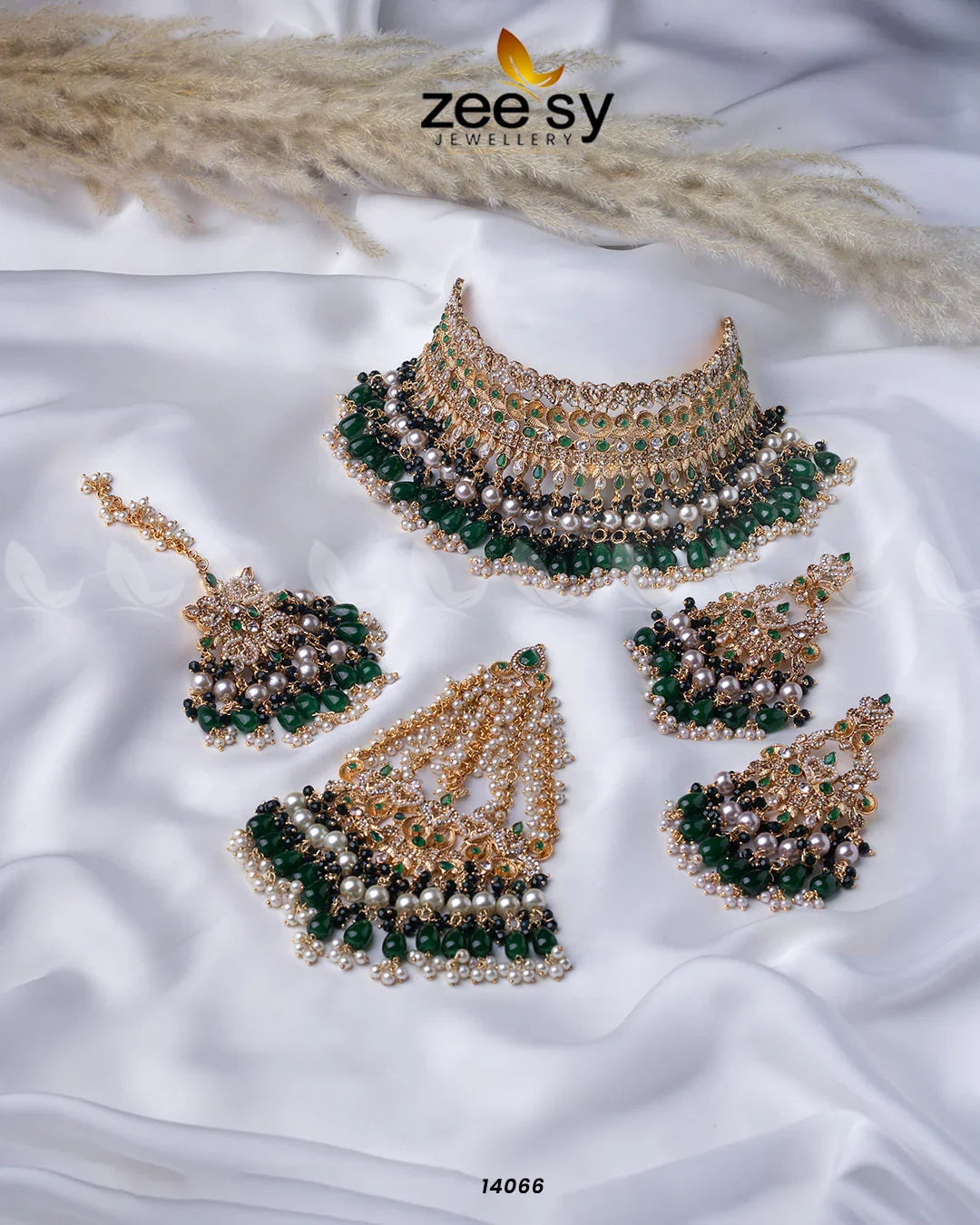 Spark Bridal Set Green - Zeesy Jewellery