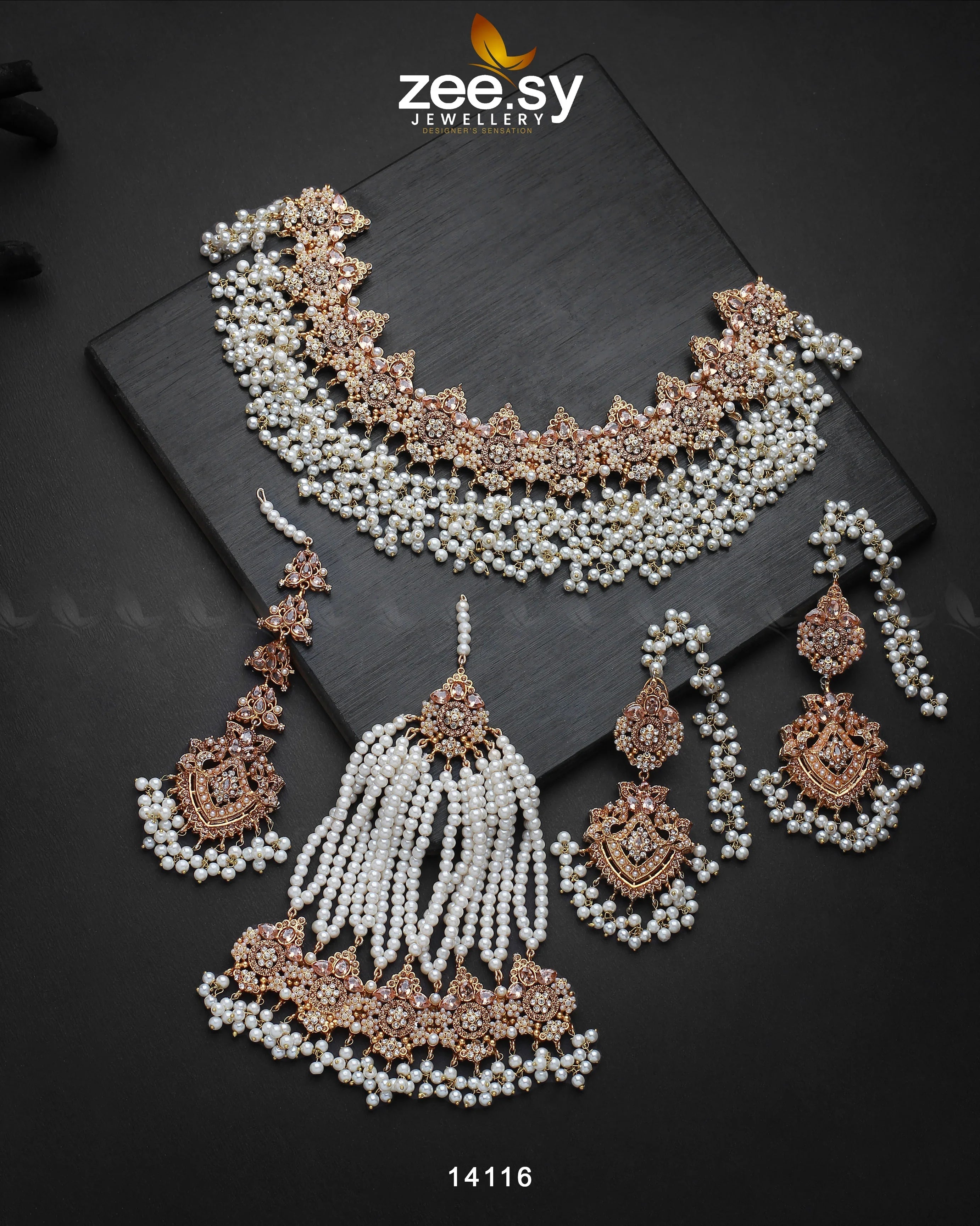 Aurum Bridal Set Champagne - Zeesy Jewellery