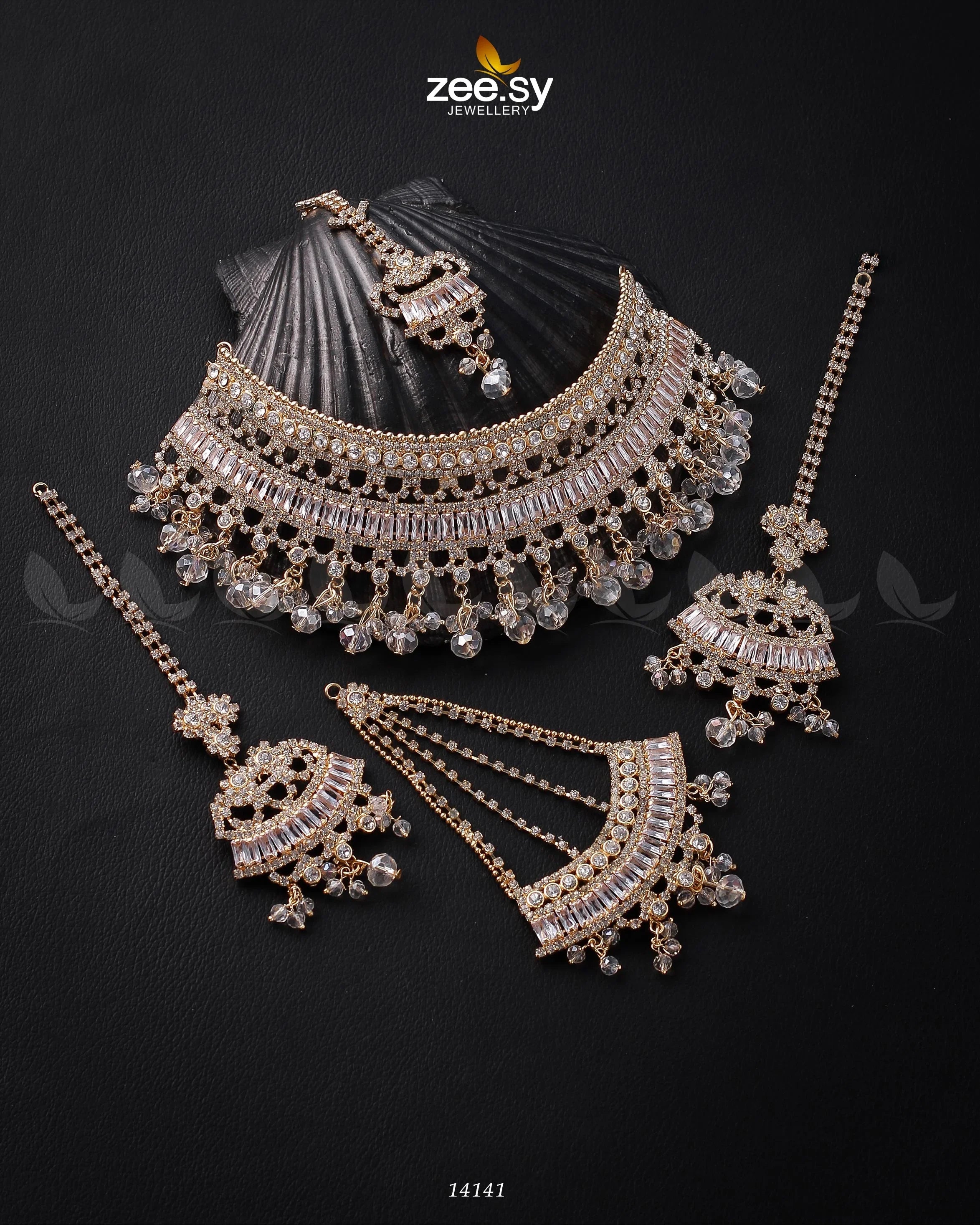 Starlit Bridal Set Golden White - Zeesy Jewellery