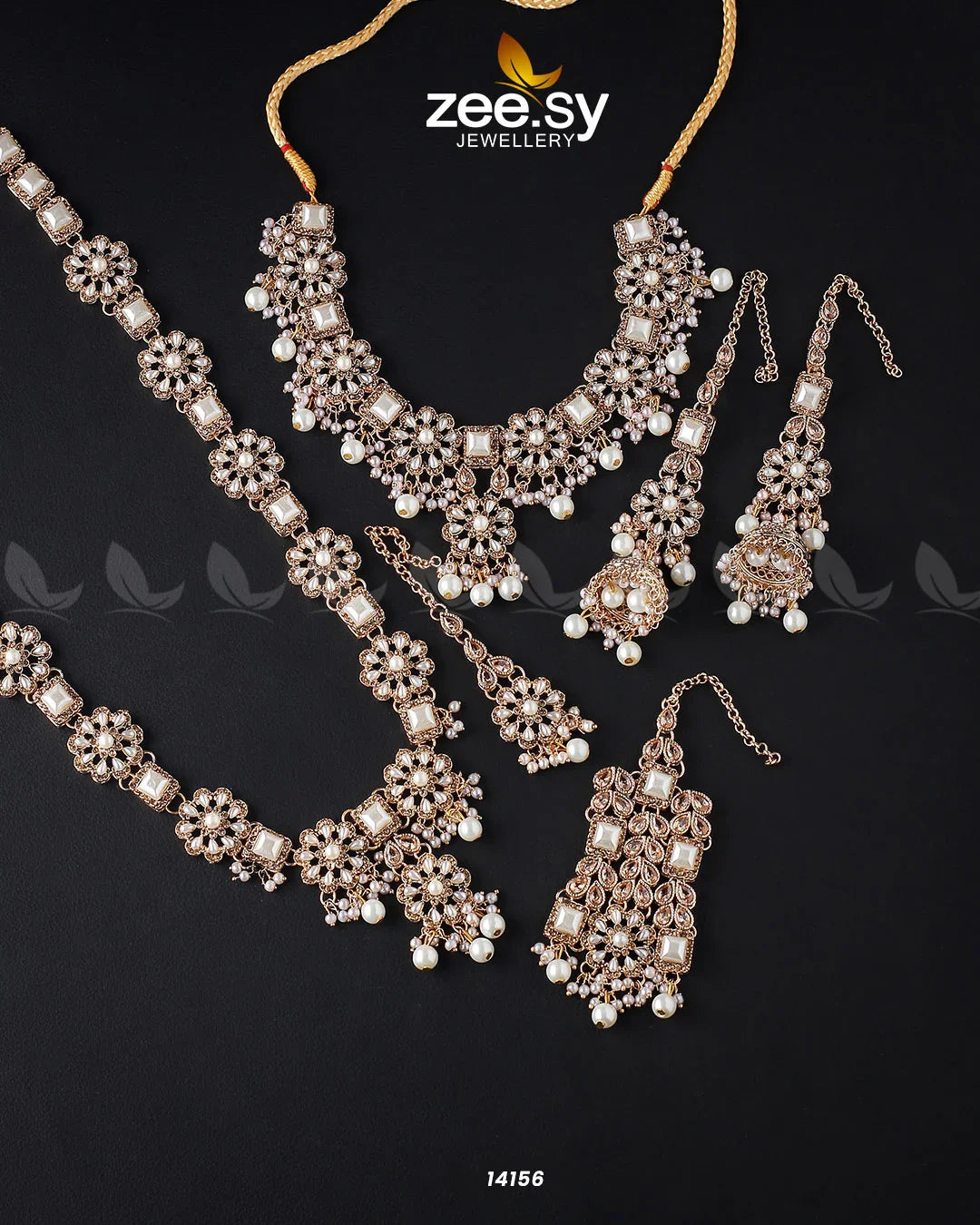 Armeria Bridal Set Golden Pearl - Zeesy Jewellery