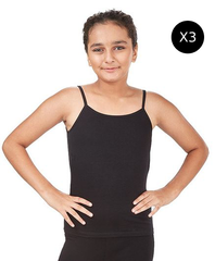 Sprinkles Stitched 1 Piece Summer Bralette Kids Collection'2025-Pack of 3 Girls Pack Solid Camisole Bralette (Black)