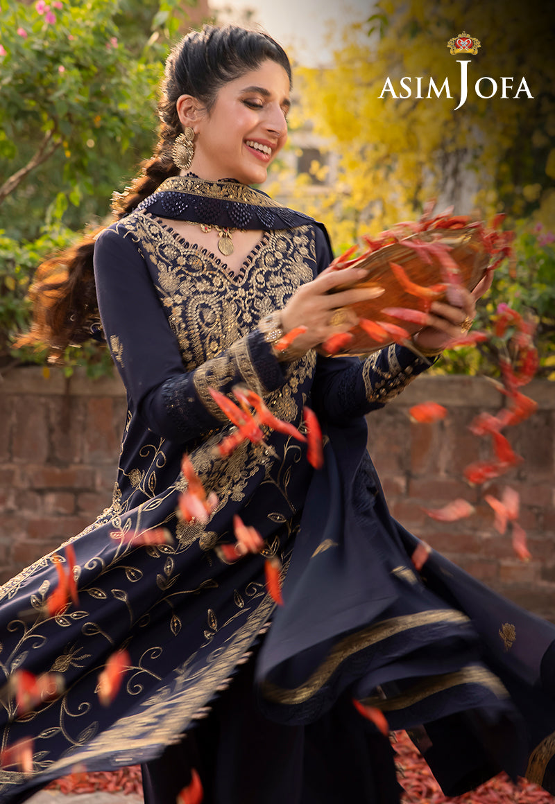 Asim Jofa Shadow Work '23 Ajsw-15 Embroidered Lawn Silk 3 Pcs