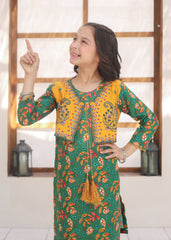 Khanak Stitched Kids-Green & Yellow Koti Style 2Pcs Suit KST 138