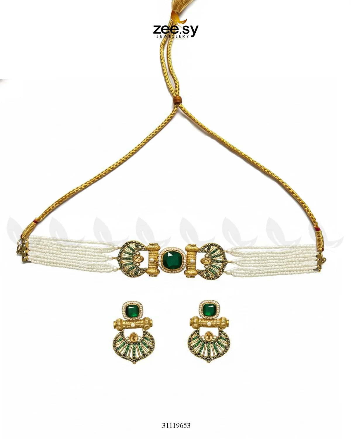 Obelisk Rhodium Polished Choker Set - Zeesy Jewellery