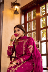 Omal By Komal Stitched 3 Piece Formals Suit-Mehnaaz - 3Pc