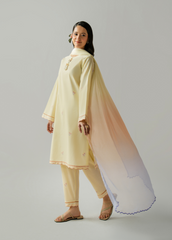 Solstic by Meerak Stitched 3 Piece Emb Lawn Suit-Maple