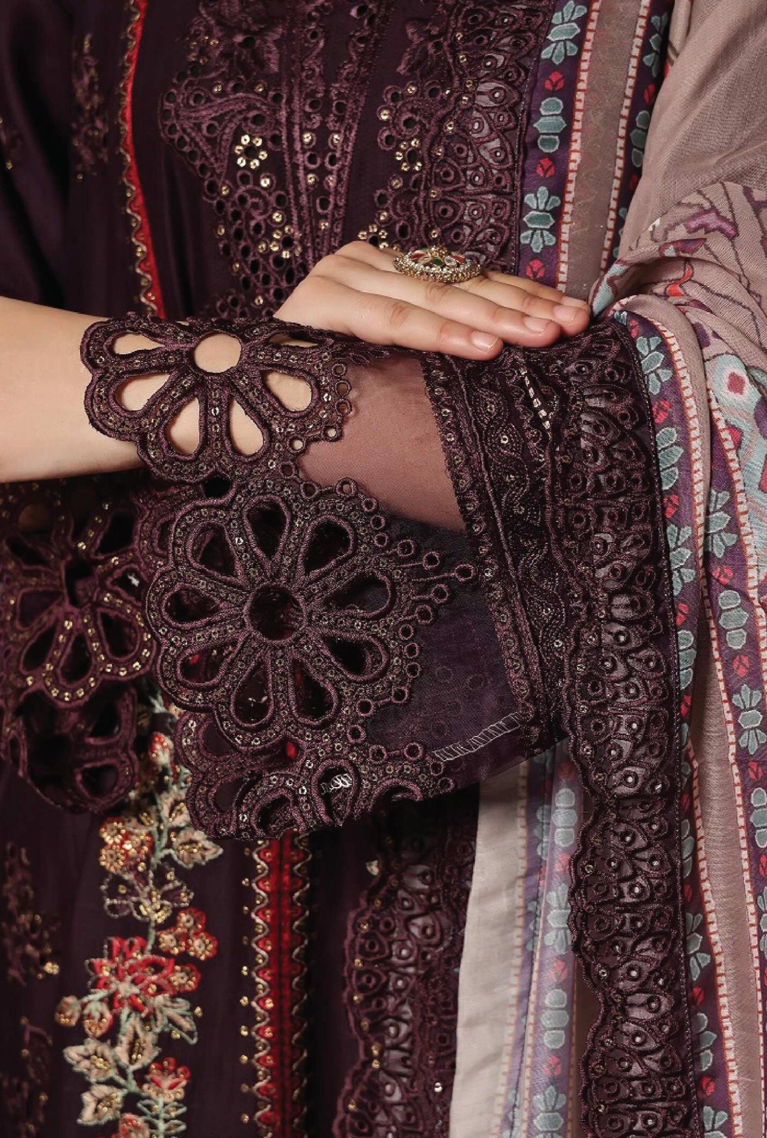 Dressline New Semi Stitched 3 Pcs Premium Dyed Lawn Fancy Full Chikankari With Sequence Emb Collection