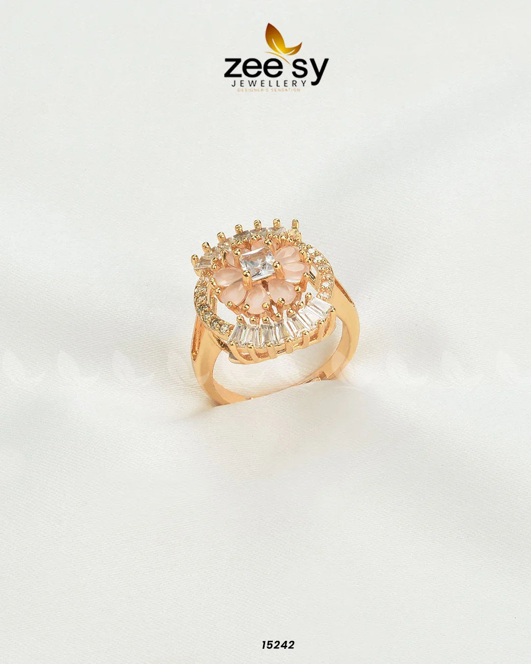 Shein Flower Ring Mint Pink - Zeesy Jewellery