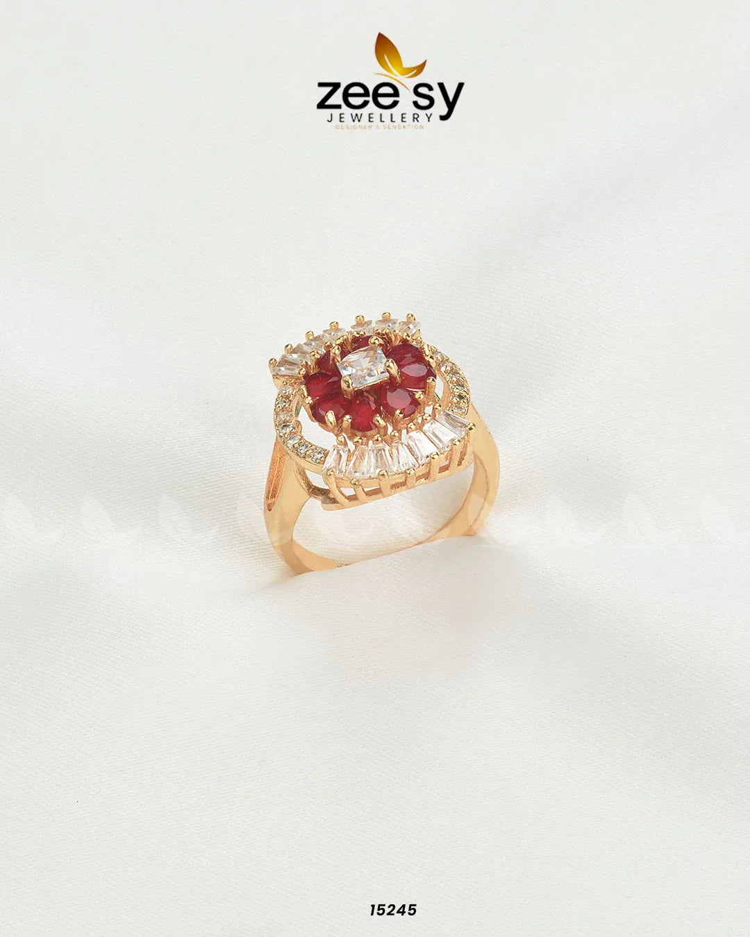 Shein Flower Ring Red - Zeesy Jewellery