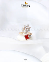 Delicate Leaf Ring Red - Zeesy Jewellery