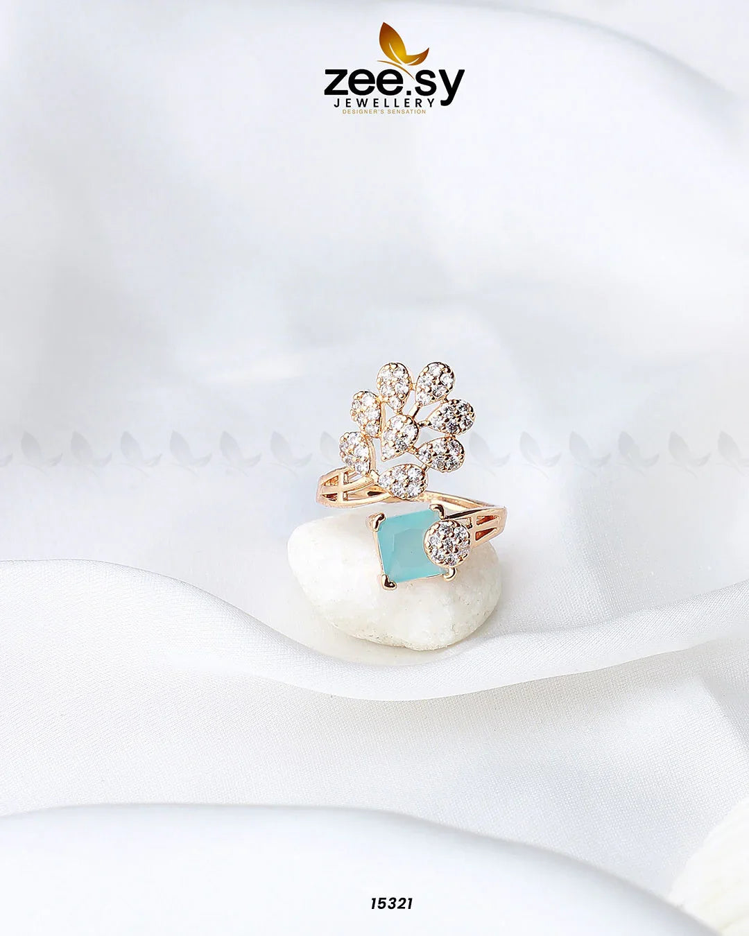 Delicate Leaf Ring Feroza - Zeesy Jewellery