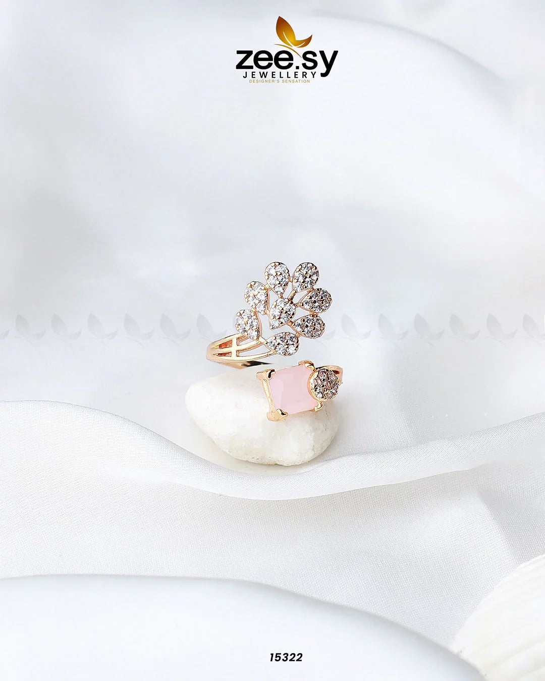 Delicate Leaf Ring Mint Pink - Zeesy Jewellery